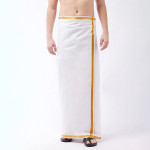 Men White Solid Cotton Dhoti