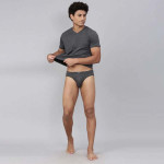 Men Charcoal Grey Solid Pure Cotton Basic Briefs