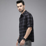 Men Black & Grey Checked Pure Cotton Casual Shirt