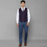 Men Blue Solid Slim-Fit Single Breasted 3-Piece Suits