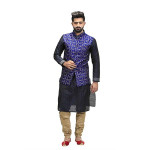 Veera Paridhaan Men's Printed Cotton Jute Nehru Jacket