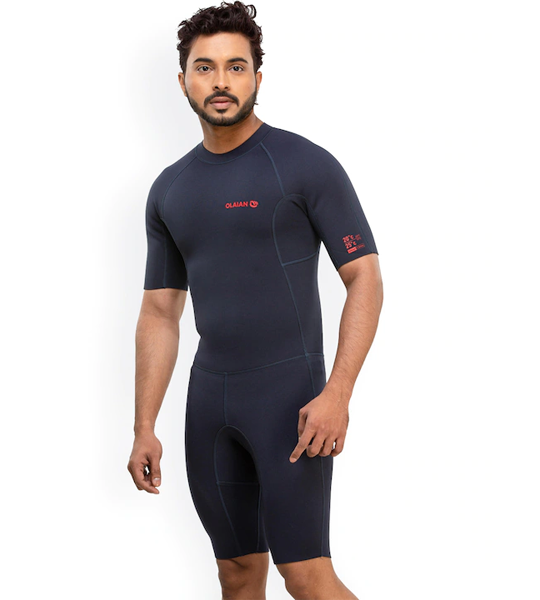 Men Navy Blue Solid Shorty Surfing and Kayaking Wetsuit